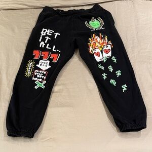 After School Special Men  Black Graphic Joggers L